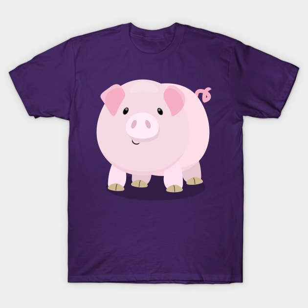 Cute pink pot bellied pig cartoon illustration T-Shirt by FrogFactory